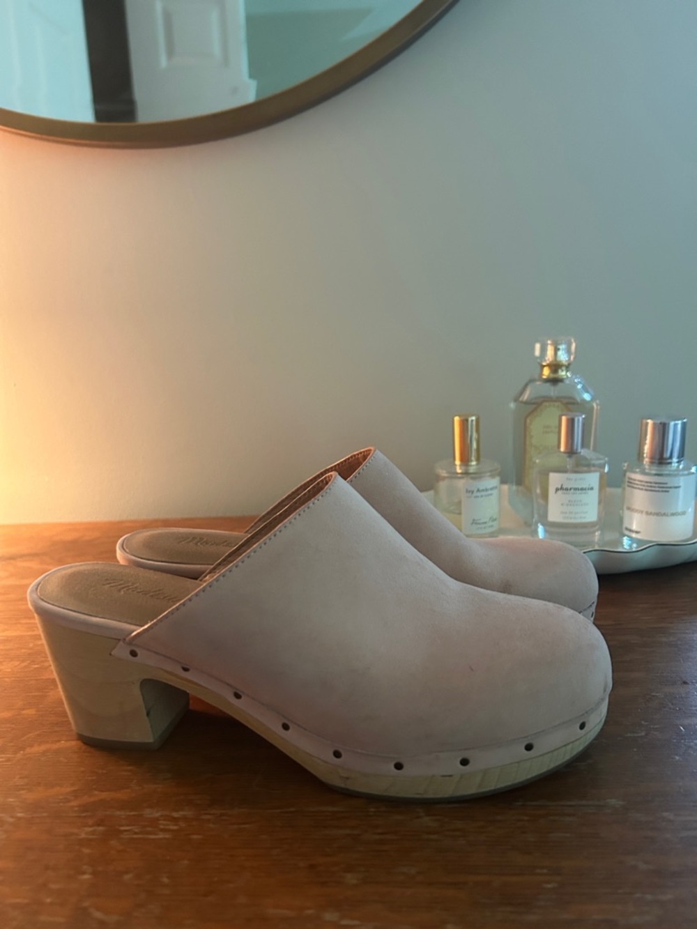 Madewell Blush Suede Clog Mules